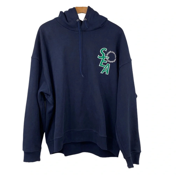 Wind and Sea Hoodie‎ Men's Size XL Navy Cotton Long Sleeve Drawstring Sweatshirt